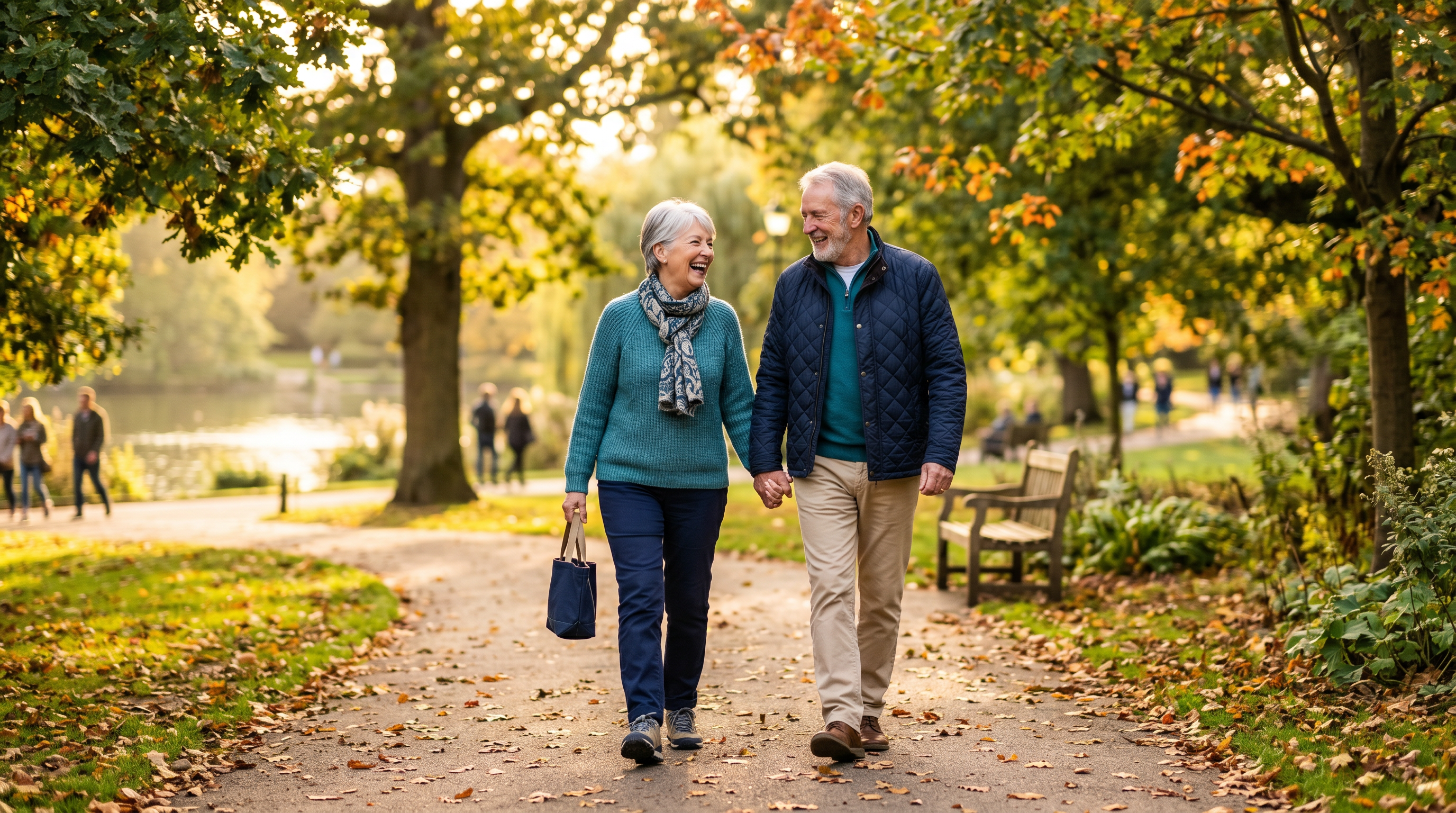 Happy retired couple enjoying outdoors